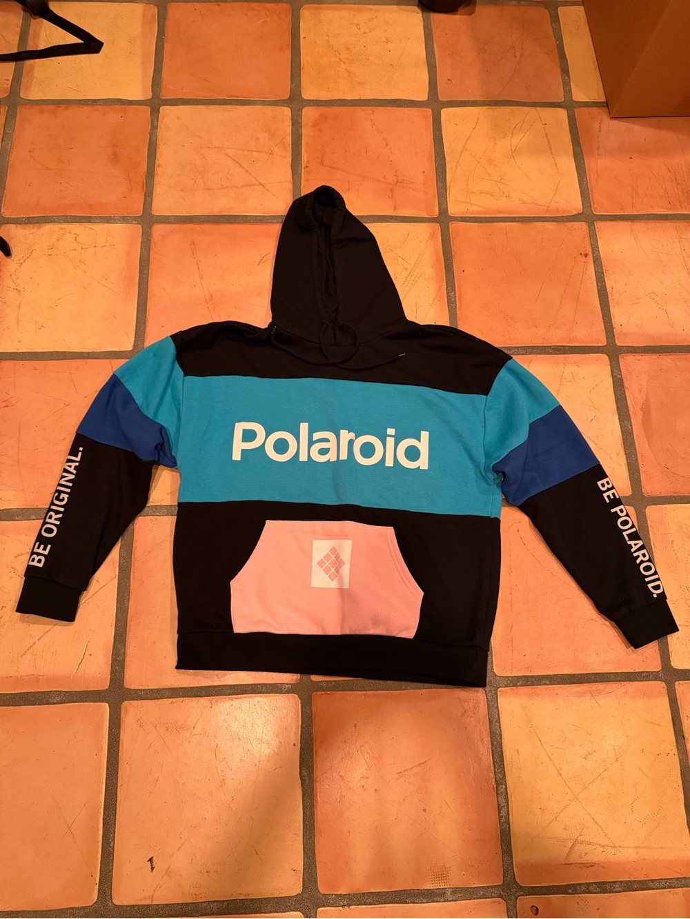 Polaroid Colorblock Hoodie Jacket - Black, Teal & Pink